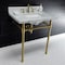 Fauceture Dreyfuss 30" Console Sink W/ SS Leg (8", 3 Hole), Marble White/ Brass KVPB30M8SQ7ST - alternate 4